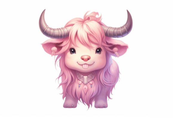 Adorable Bovine Art: The Cattle Kawaii Animal Digital Collection