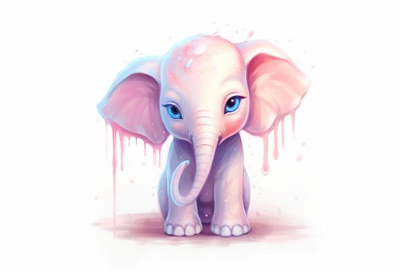 Adorable Elephant Kawaii Animal Digital Art for Your Projects