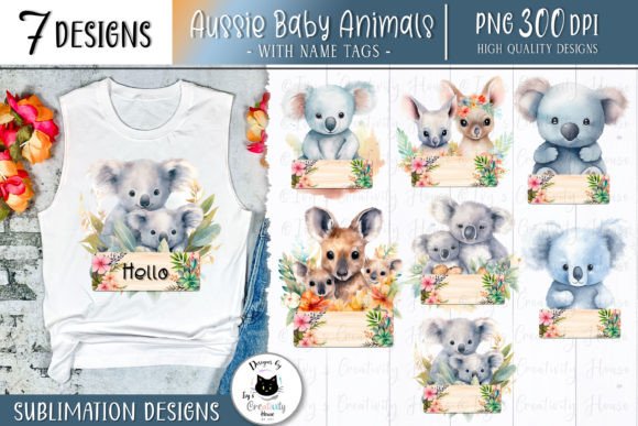 Baby Animal Clipart | Floral Name Tags for Nursery and Gifts