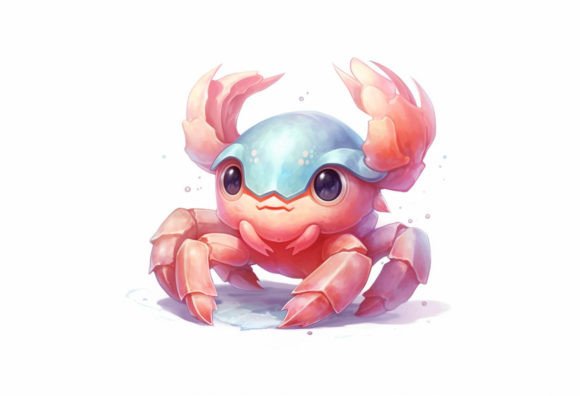 Charming Crab Kawaii Animal: Digital Wall Art for Creators