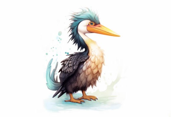 Cormorant Kawaii Animal: A Digital Art Asset for Creative Projects