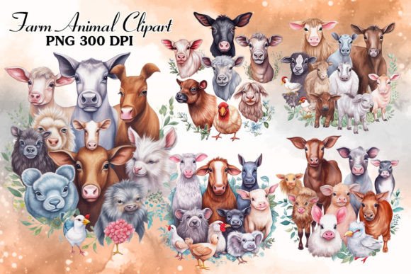 Farm Animal Watercolor Clipart Bundle: Rustic Charm for Modern Creators