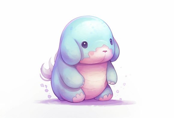 Manatee Kawaii Animal: Digital Wall Art for Crafters