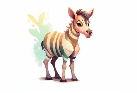 Okapi Kawaii Animal: Whimsy Meets Professional Digital Art