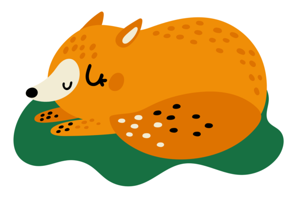 Sleeping Fox: The Ultimate Cute Baby Animal in Green Asset